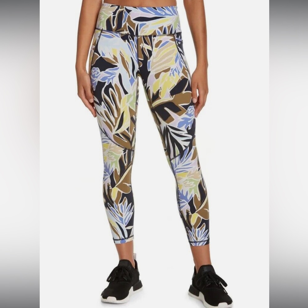 Sweaty Betty Power 7/8 Workout Leggings Size Medium Green Paper Leaf Print